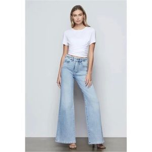 Good American Good Waist Palazzo Jeans, Size 8/28 **prof hemmed to 29.5”**